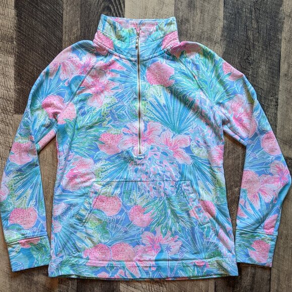 Lilly Pulitzer Skipper Popover Long Sleeve Top XS French Terry Sweatshirt - Picture 1 of 6